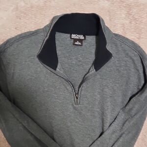 Michael Kors Gray Zip Up Sweater with Stand-Up Collar